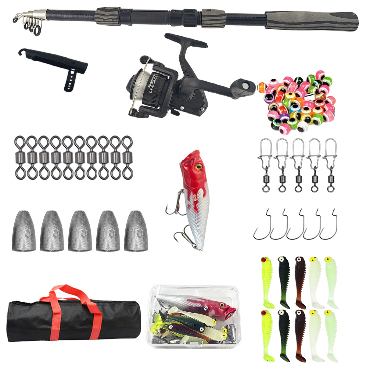 Fishing Rod Spinning - Kit de canne à pêche télescopique